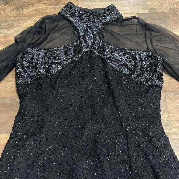 Vintage Lillie Rubin heavily beaded silk black cocktail dress size small - Picture 2 of 6